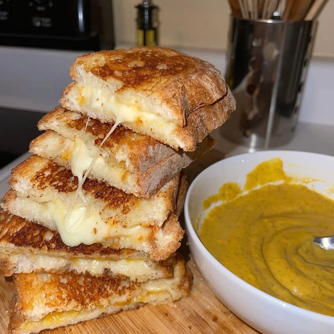 Grilled cheese with butternut squash soup