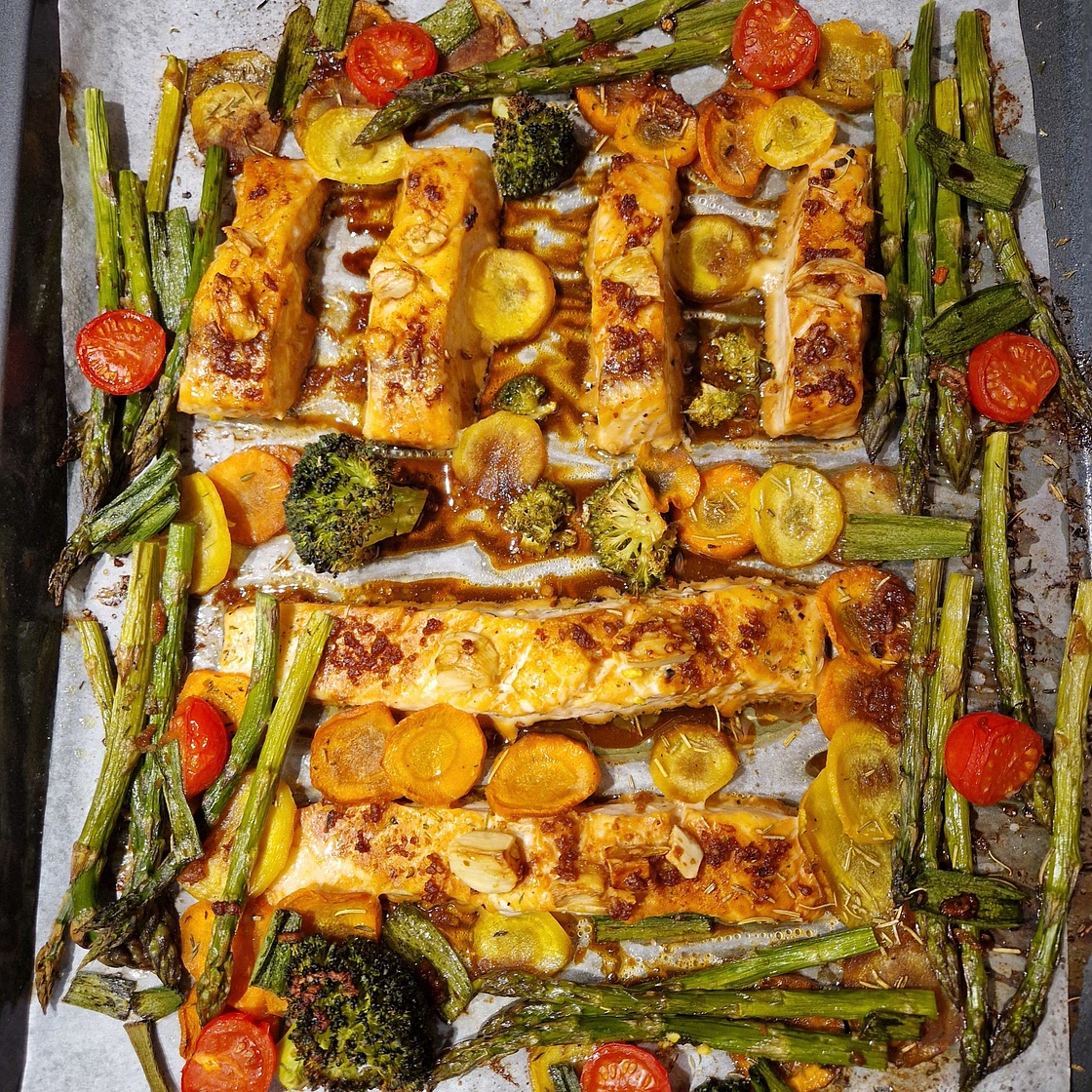 Pečený losos na sójové omáčce 🐟🥦🥕🤤🧡🔥😍