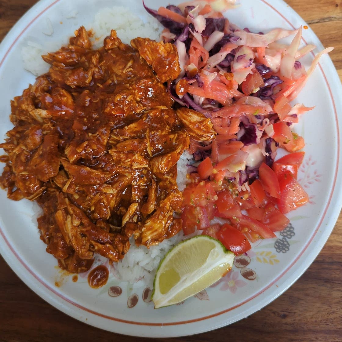 Chipotle Pulled Chicken With Lime Slaw & Tomato Salsa