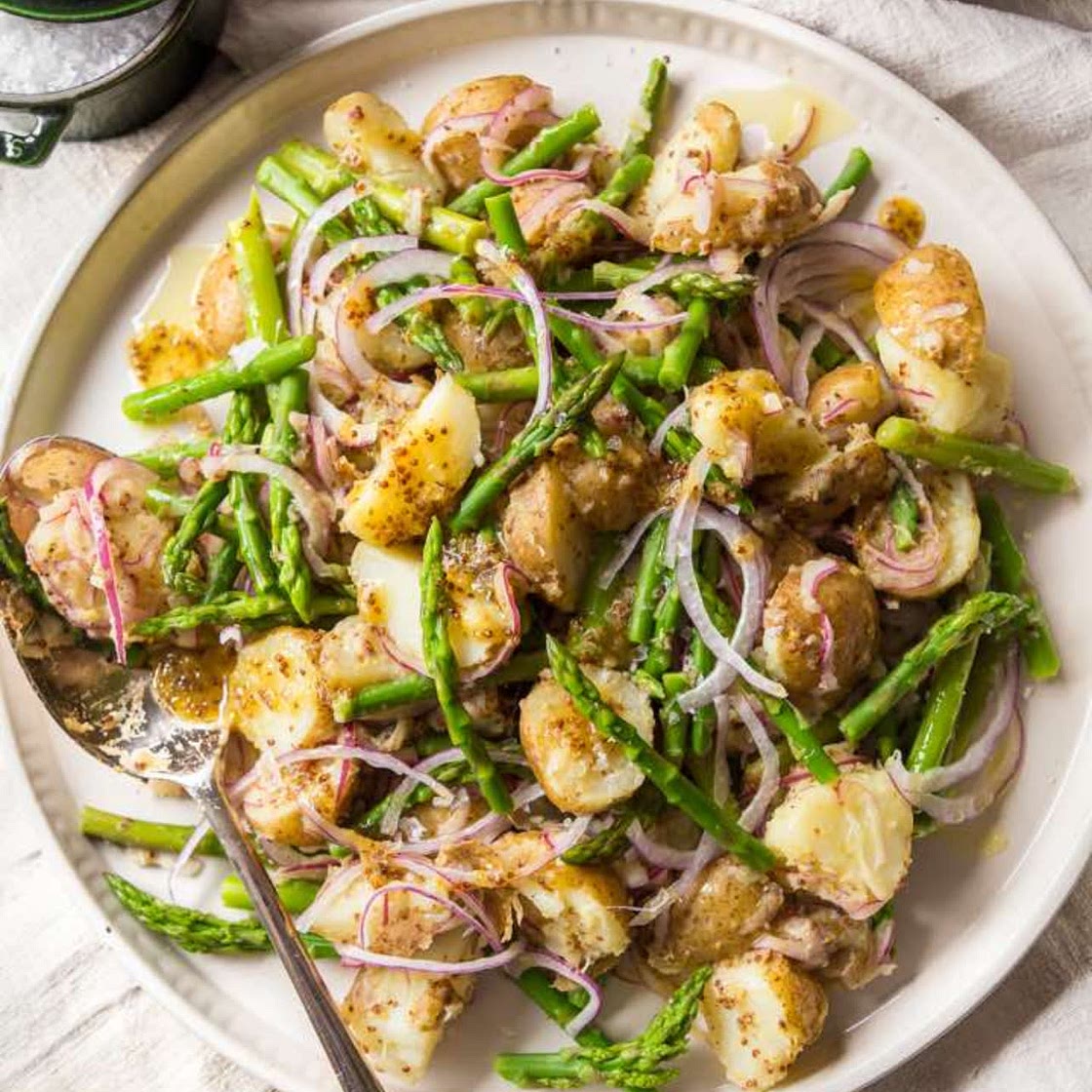 German-Inspired Warm Potato Salad with Asparagus