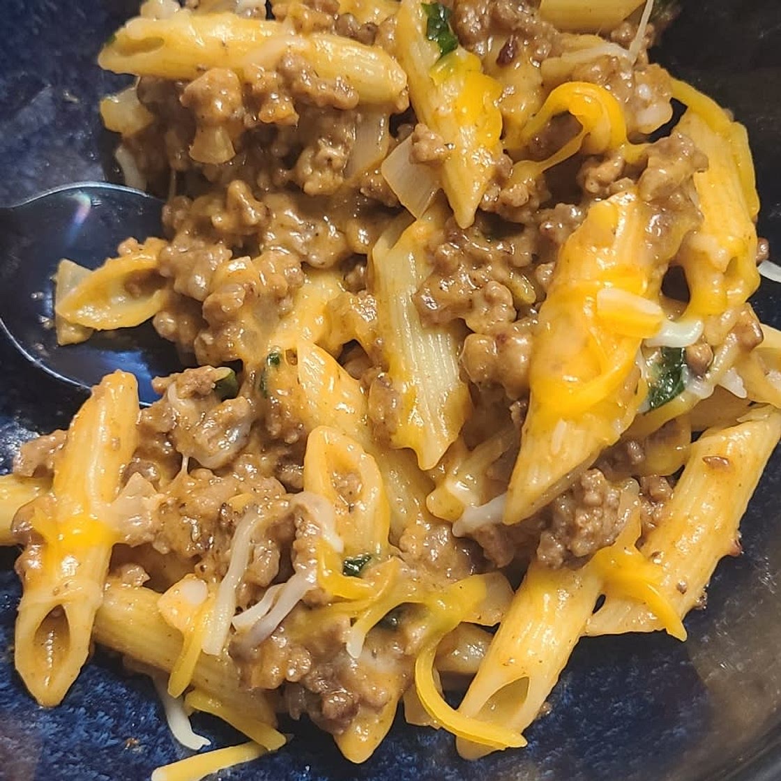 Cheesy Ground Beef Pasta Skillet