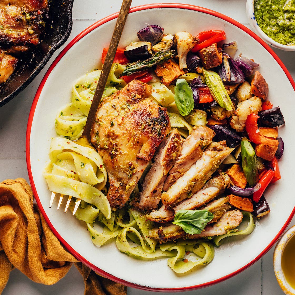 Pesto Baked Chicken Thighs