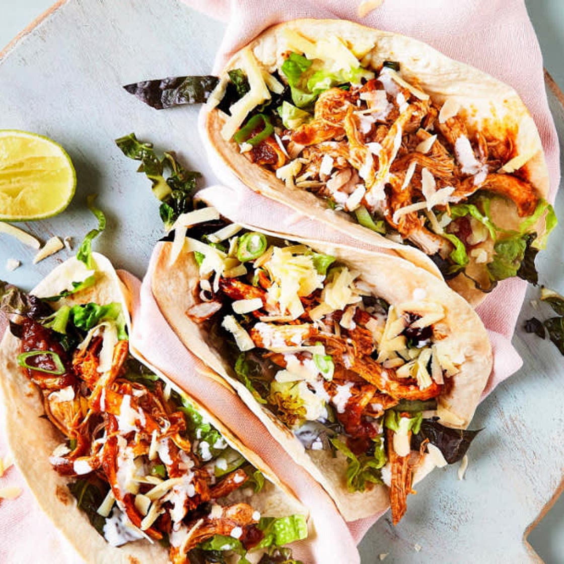 Chicken Tinga Tacos With Lime Mayo