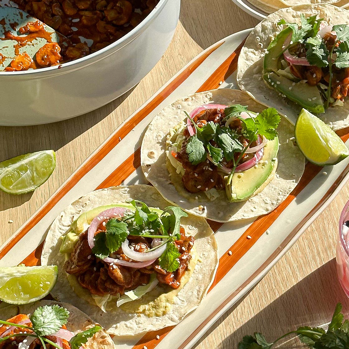 Saucy mushroom tacos