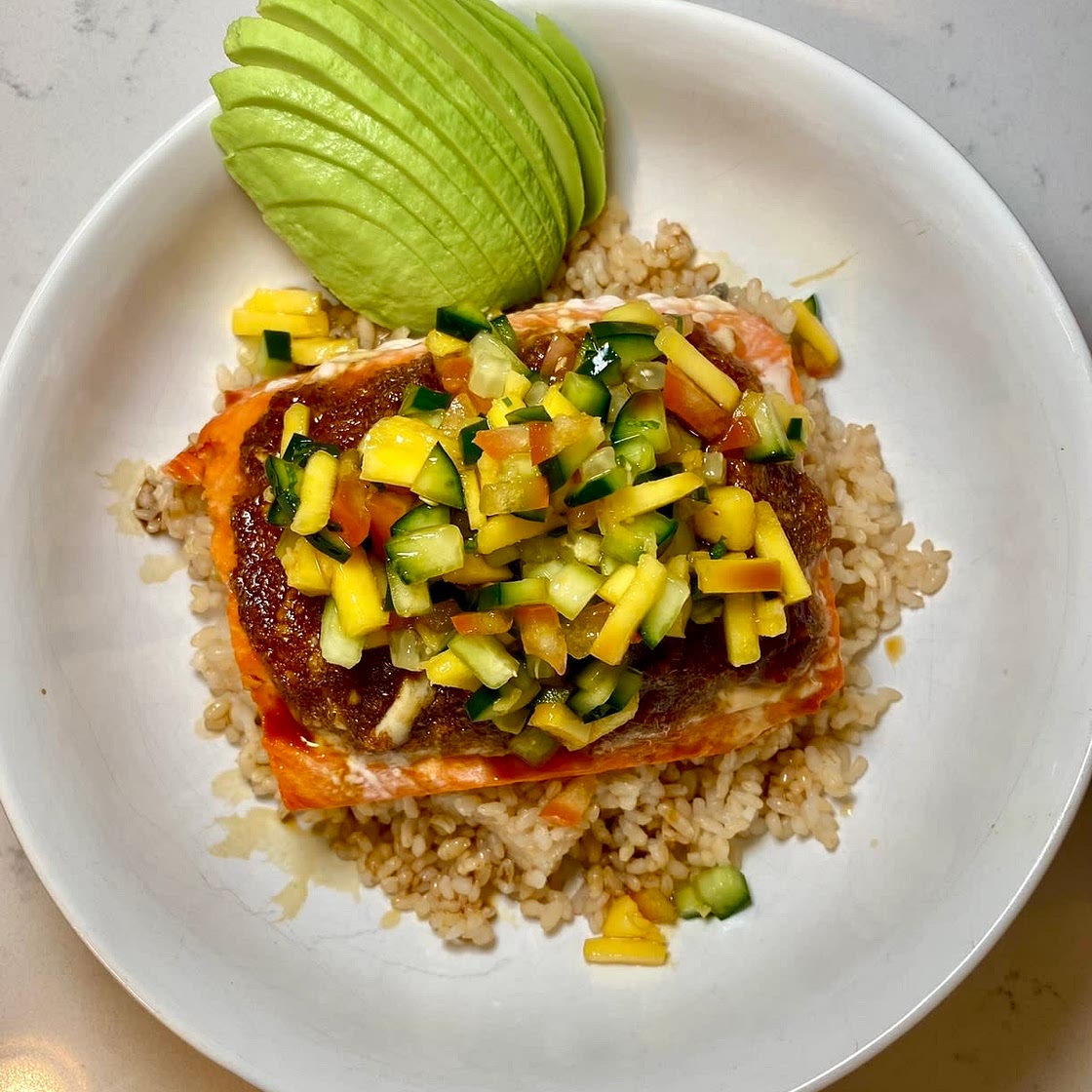 Ginger Seared Salmon with Mango Salsa