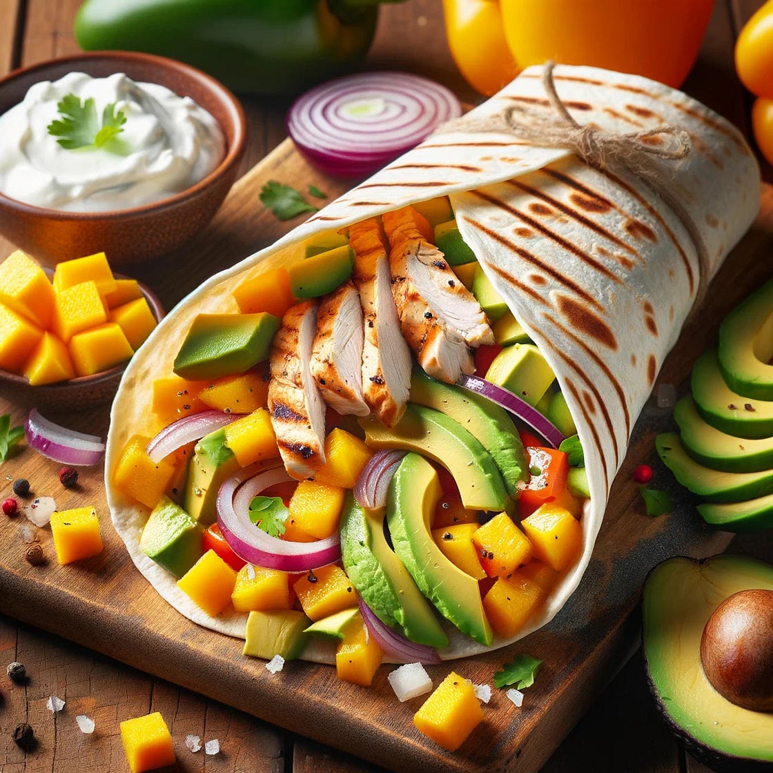 Wrap avocat poulet mangue