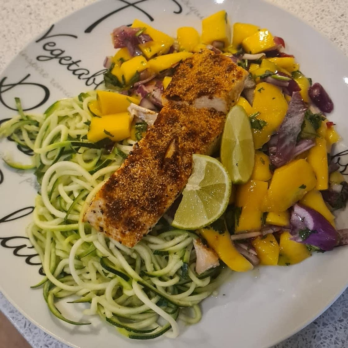 Sheet Pan Salmon with Mango-Jalapeno Salsa