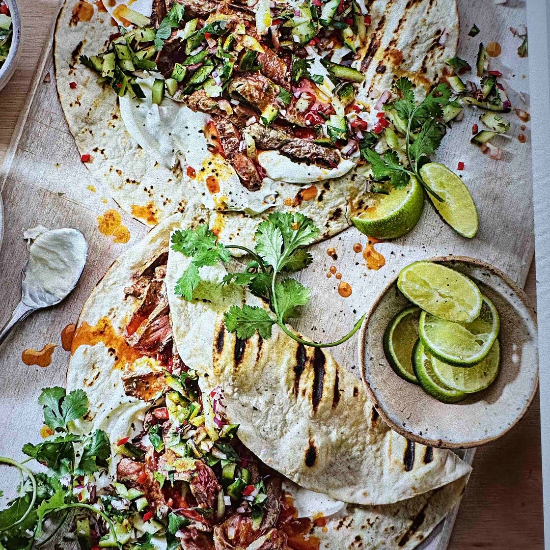 Steak tacos with cucumber salsa