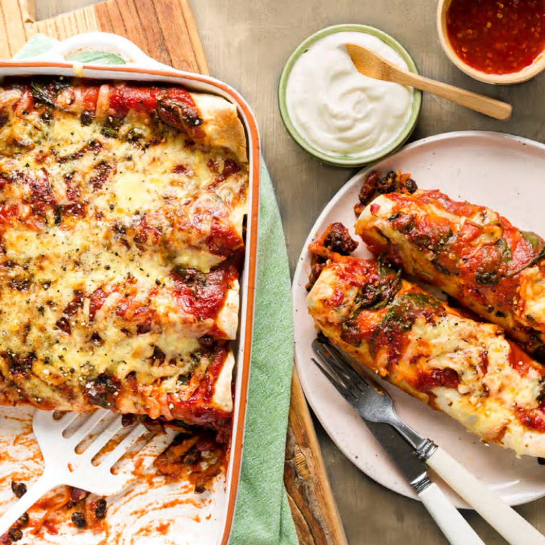 MEXI BEAN ENCHILADAS