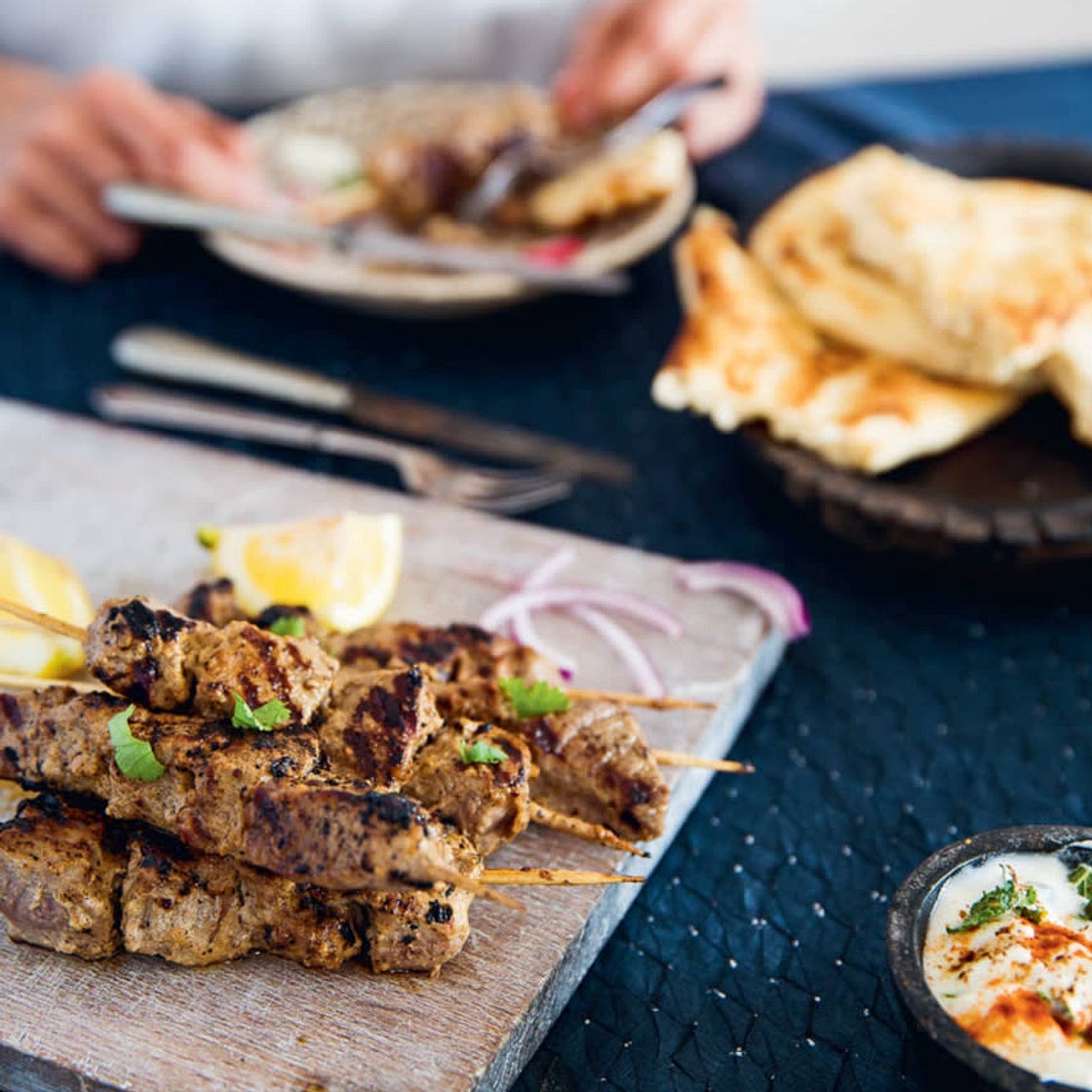 Coal-smoked Bihari beef kebabs