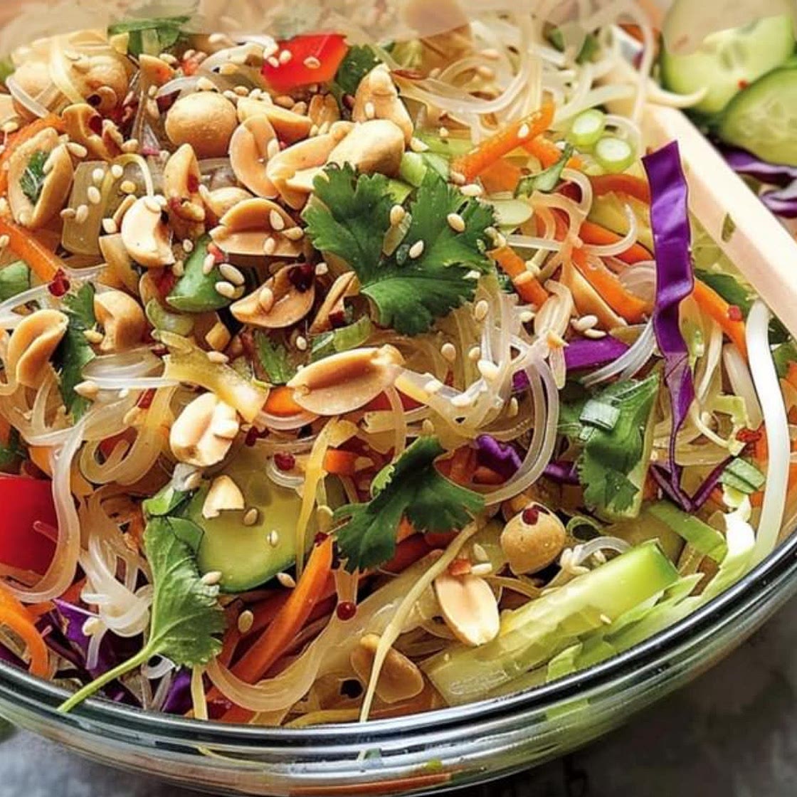 Spring Roll Salad with Spicy Ginger Dressing 