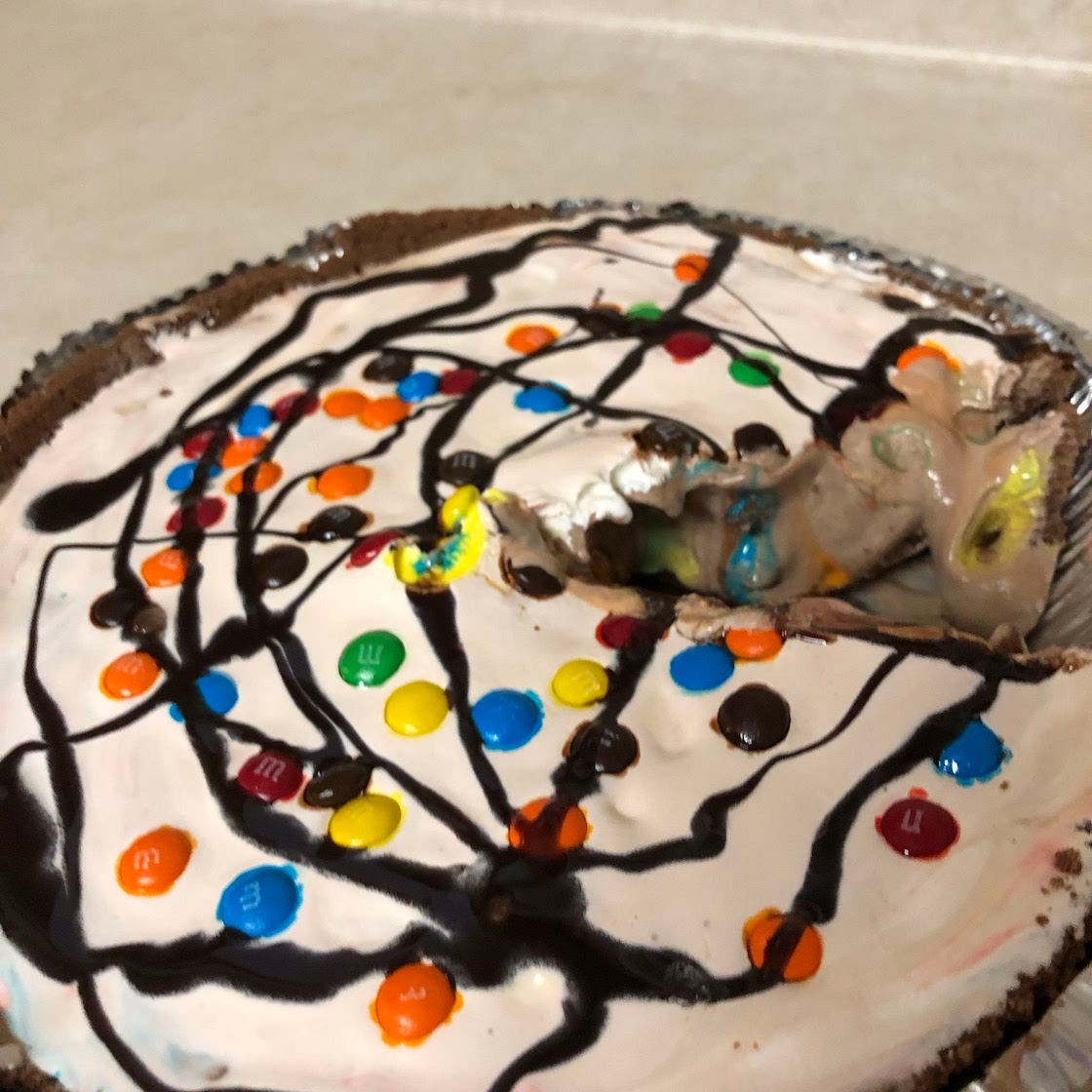 M&M chocolate ice cream pie