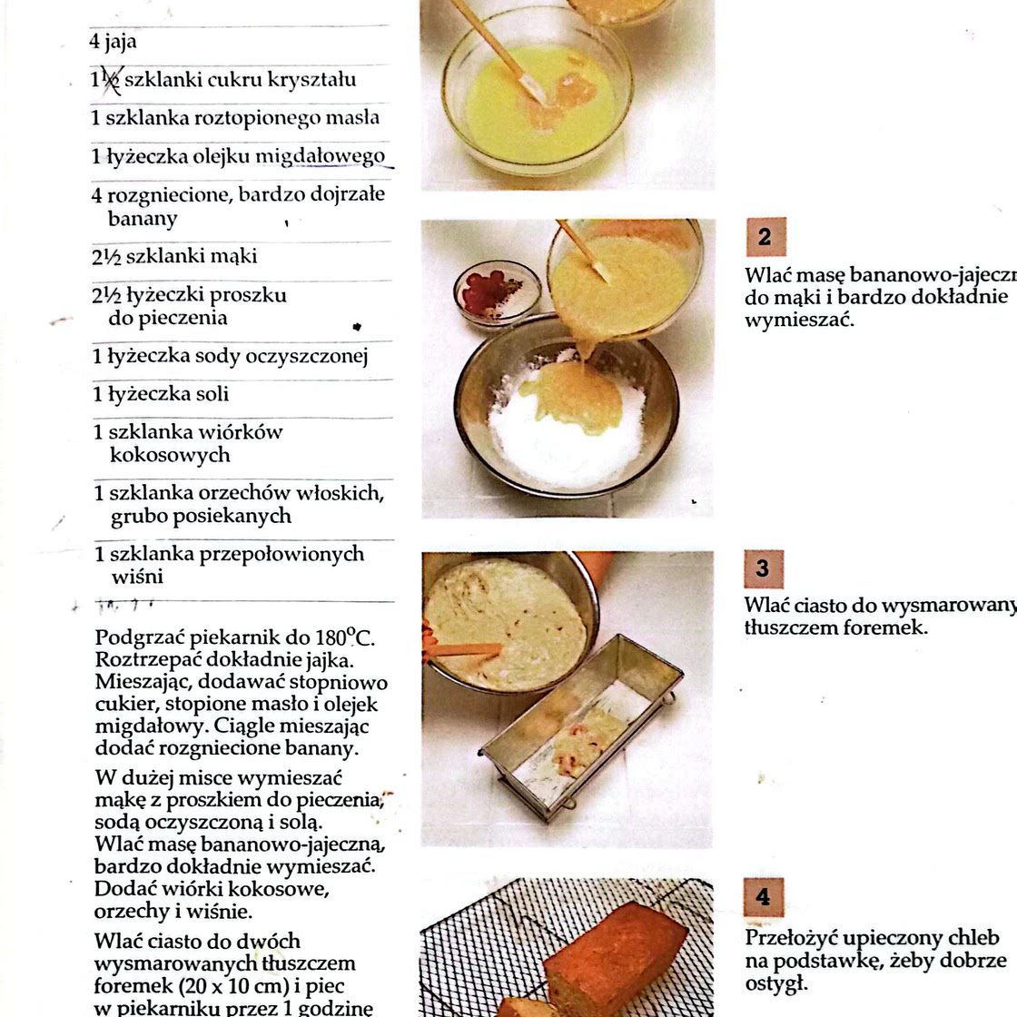 Chlebek z bananami i orzechami