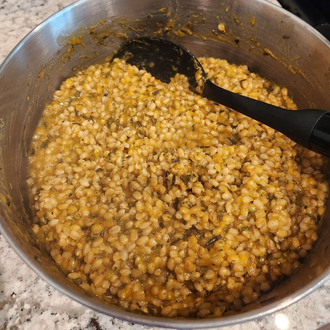 One-pot Pearl Barley Risotto with Pumpkin