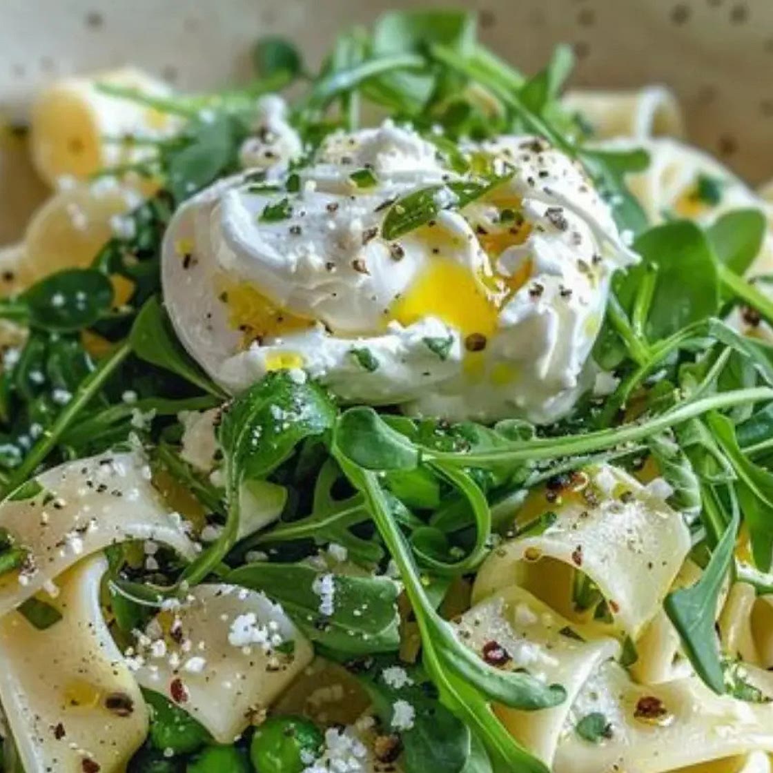 Calabrian Chile & Burrata Pasta with Peas