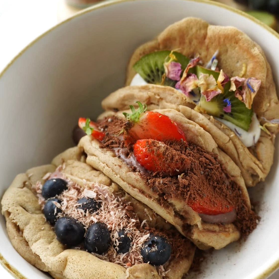 Fluffy vegan Protein Pancake Tacos
