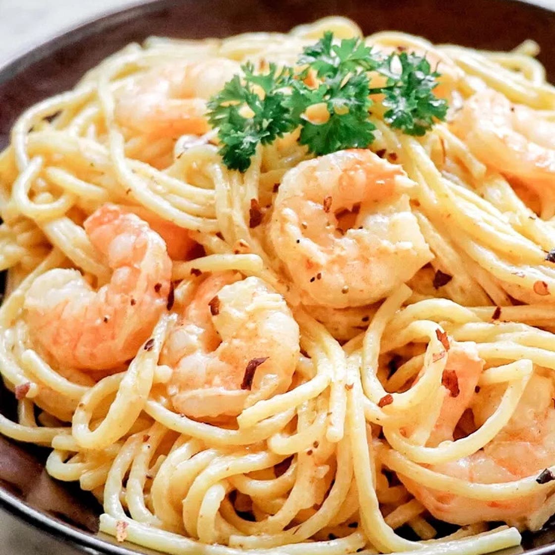 Old Bay Shrimp and Pasta Alfredo