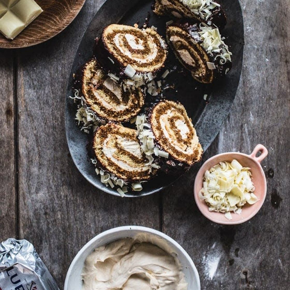 Tiramisu Swiss Roll Cake