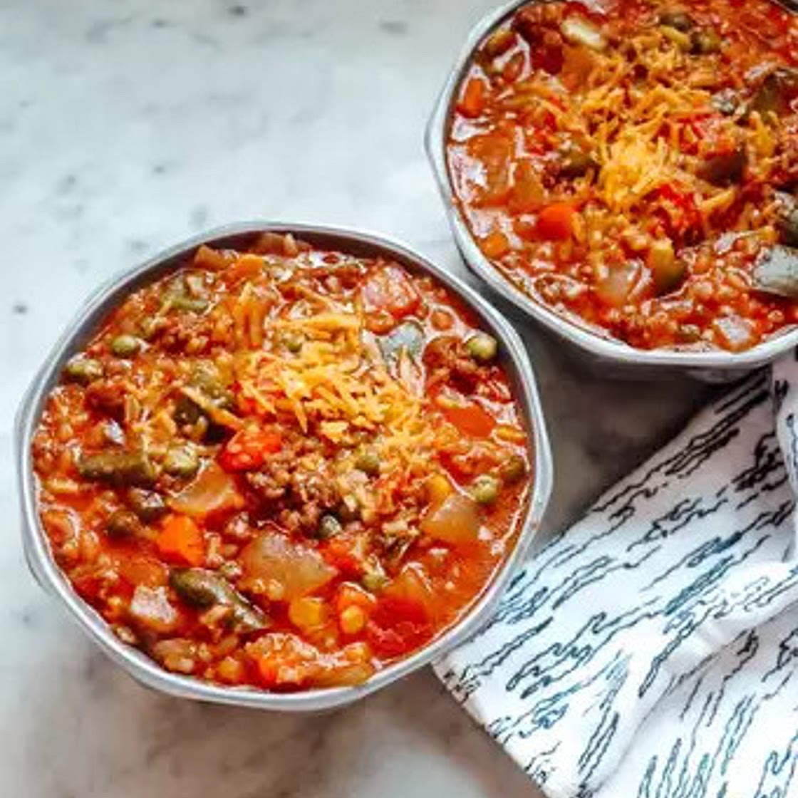 Cheesy Hamburger Stew with Rice