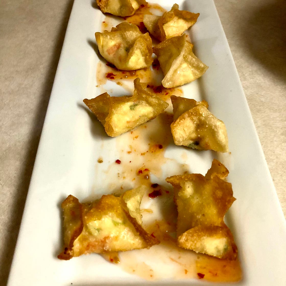 Take-out style crab Rangoon