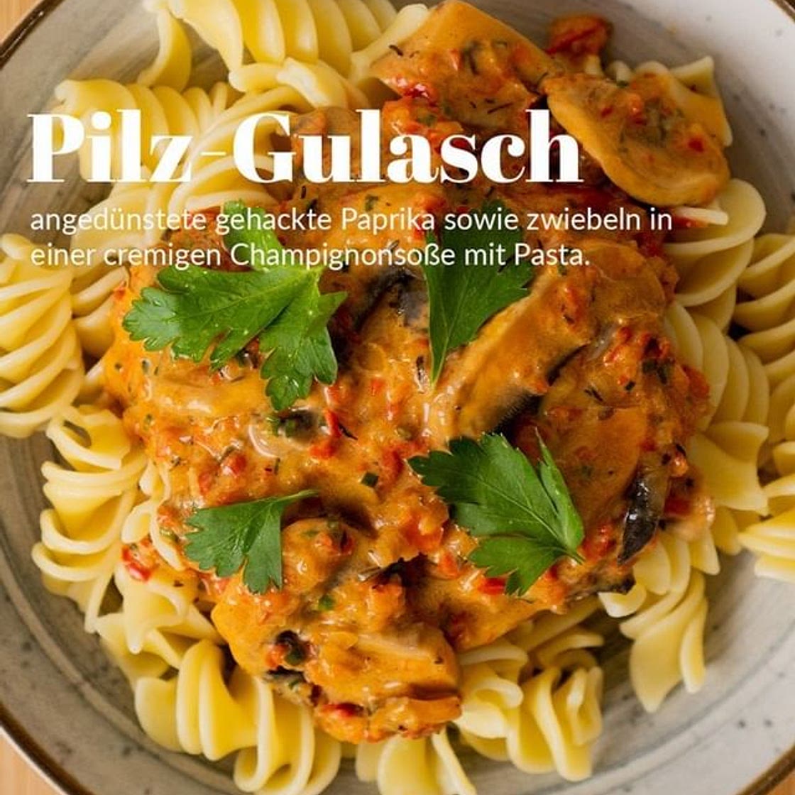 Pilz Gulasch mit Pasta🍄