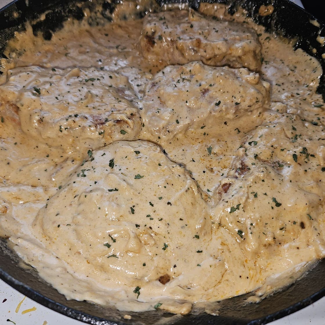Easy Creamy Garlic Parmesan Keto Pork Chops