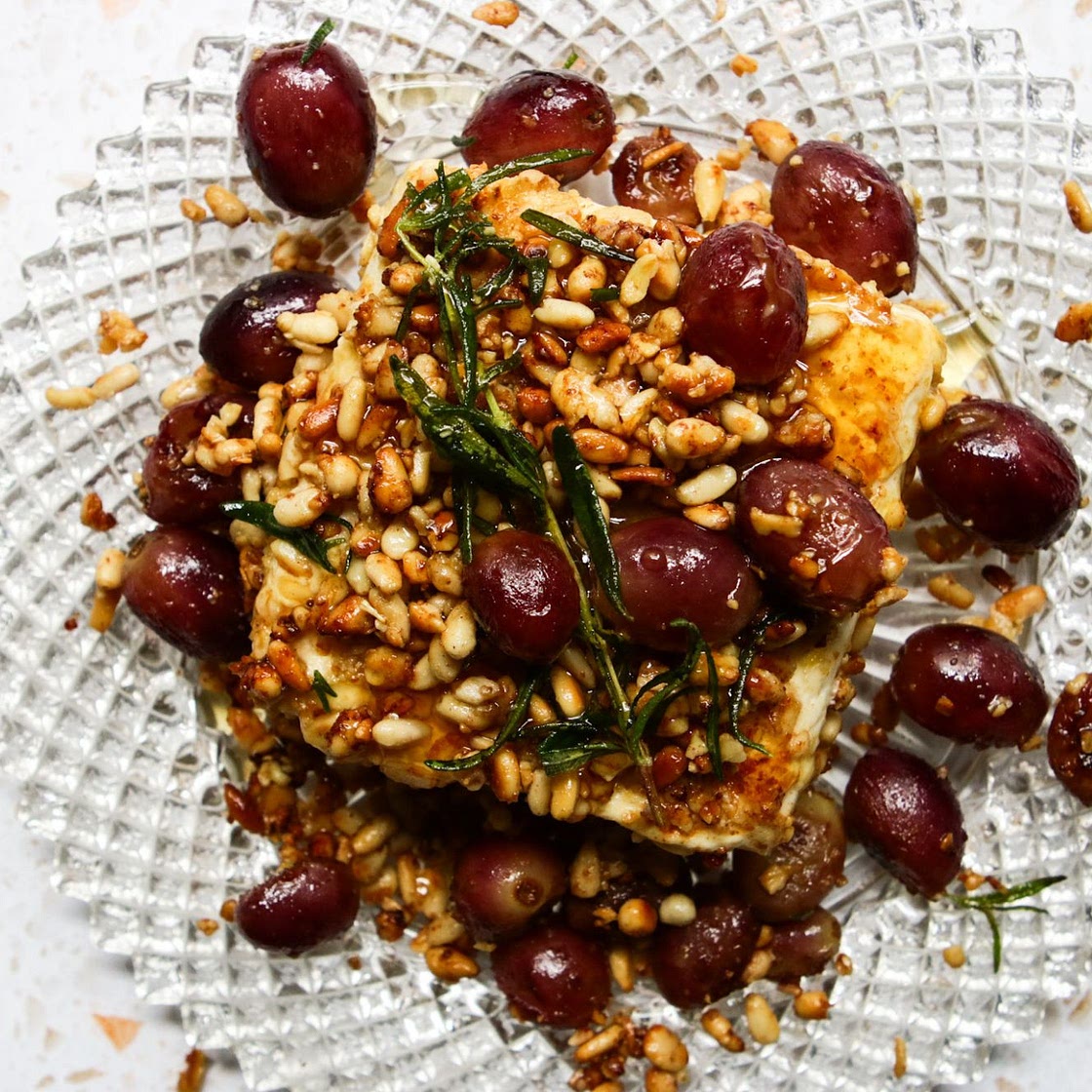 Pan-Fried Feta with Honey & Blistered Grapes