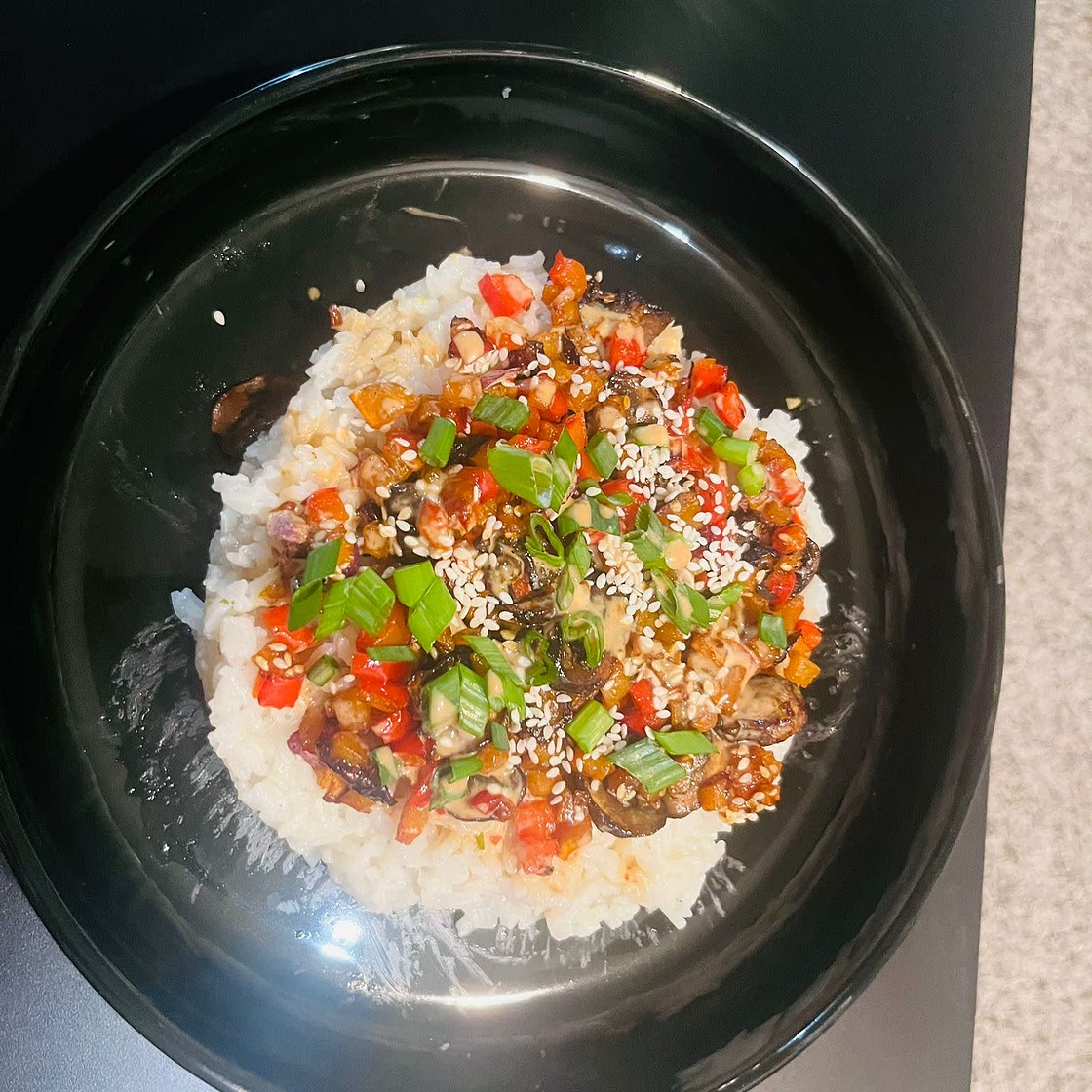 Hoisin Sweet Potato and Mushroom Bowl
