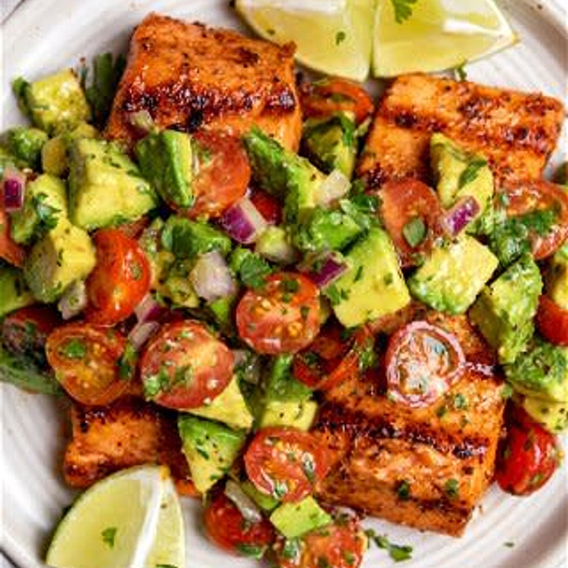 Grilled Salmon with Avocado Salsa