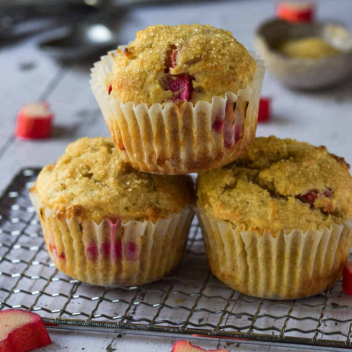 Sour Cream Rhubarb Muffins