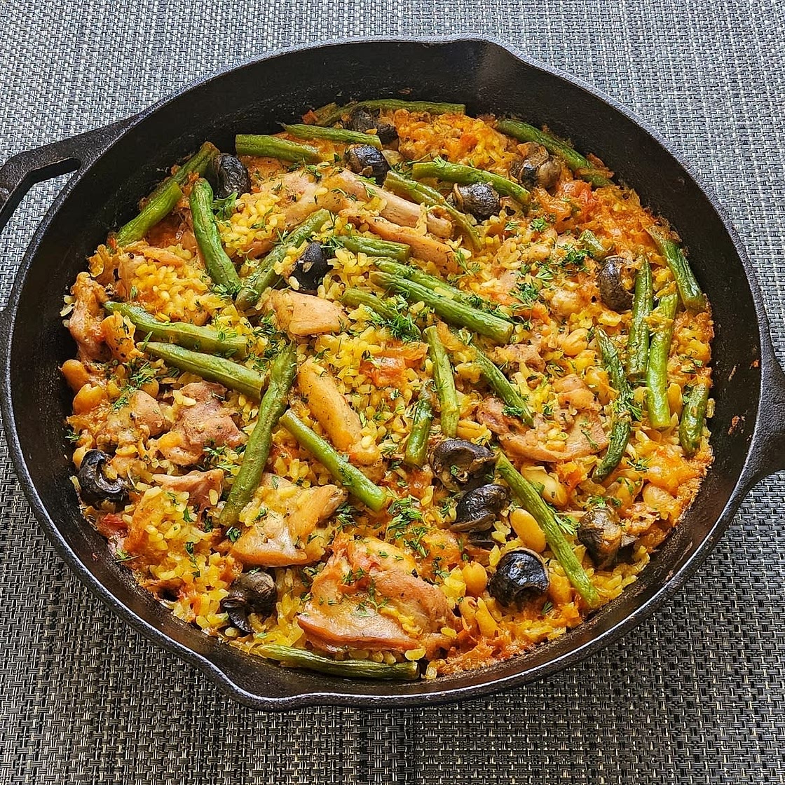 Paella with Rabbit and Snails (Paella Valenciana)
