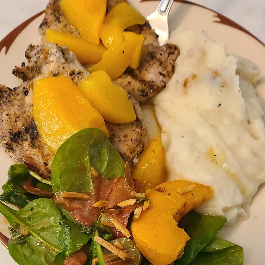 Grilled Pork Chops and Peaches
