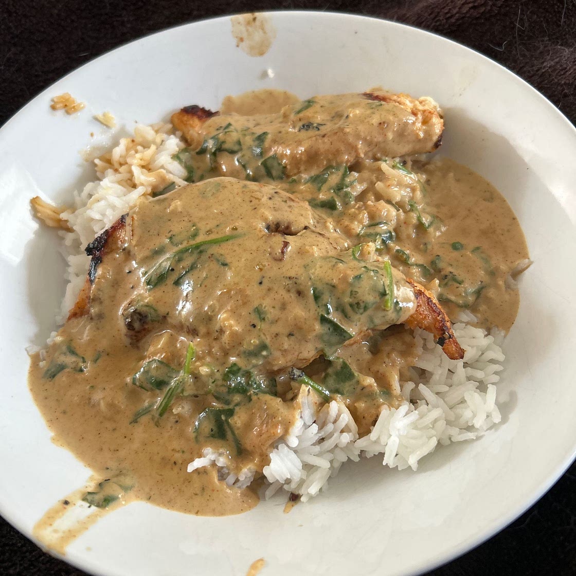 Creamy garlic chicken and rice-735