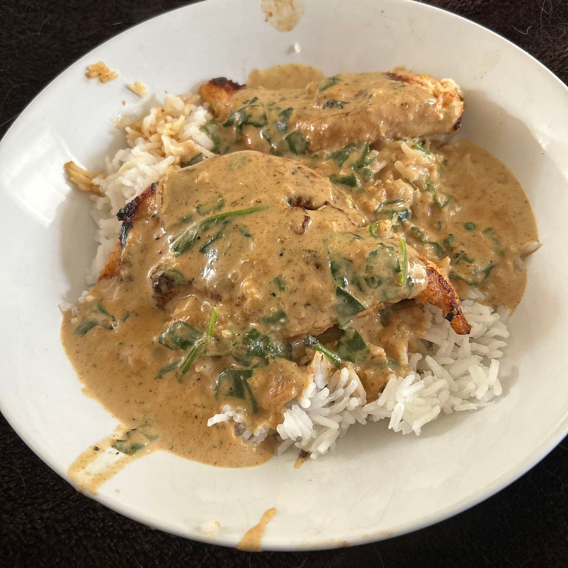 Creamy garlic chicken and rice-735