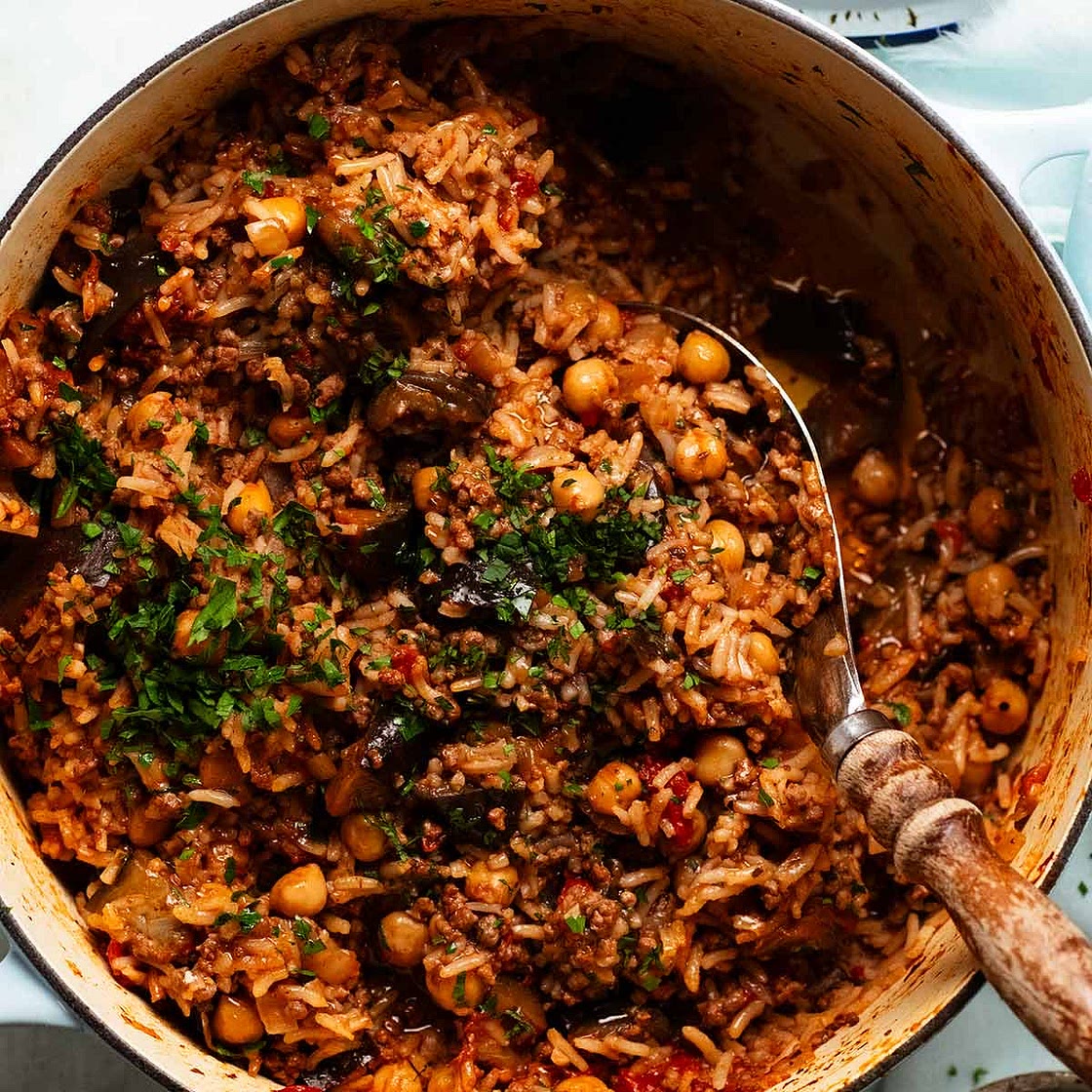 Moussaka beef and rice
