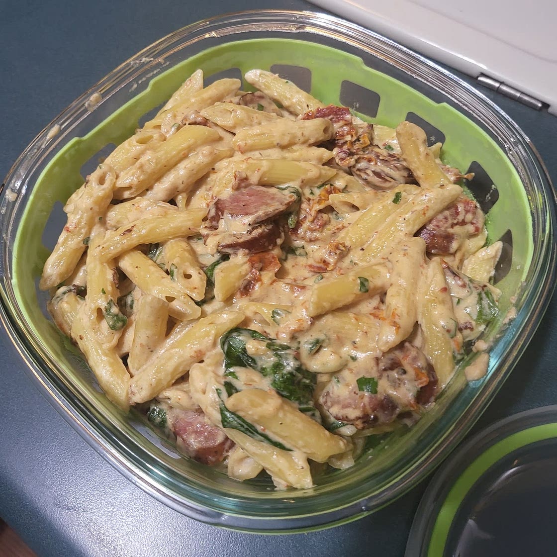 Creamy Mozzarella Pasta with Smoked Sausage