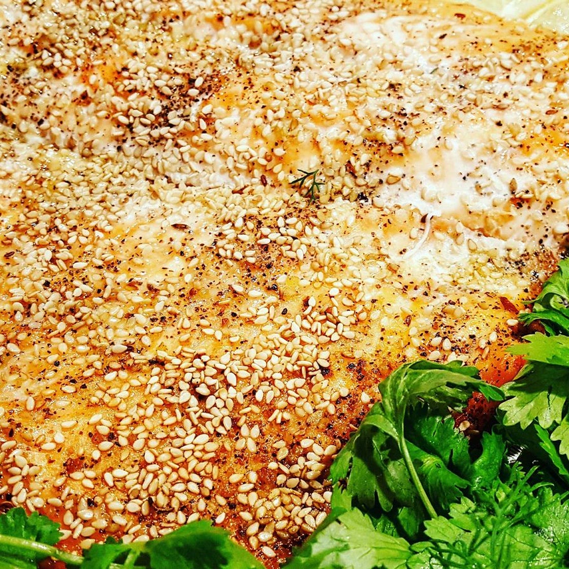 Sesame Crusted Baked Salmon