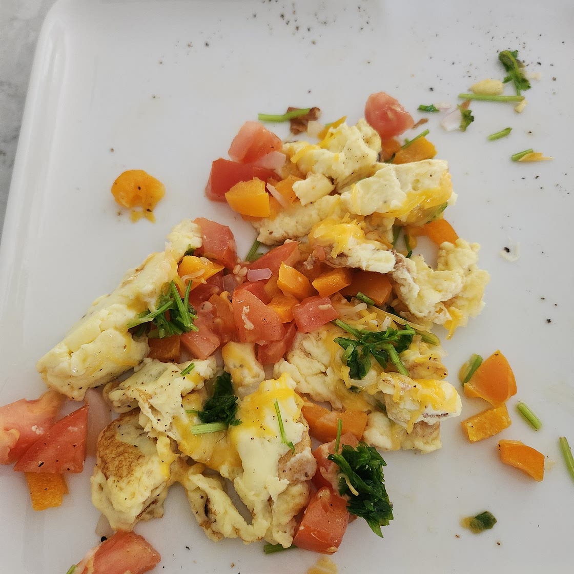 Cheese and veggie scramble