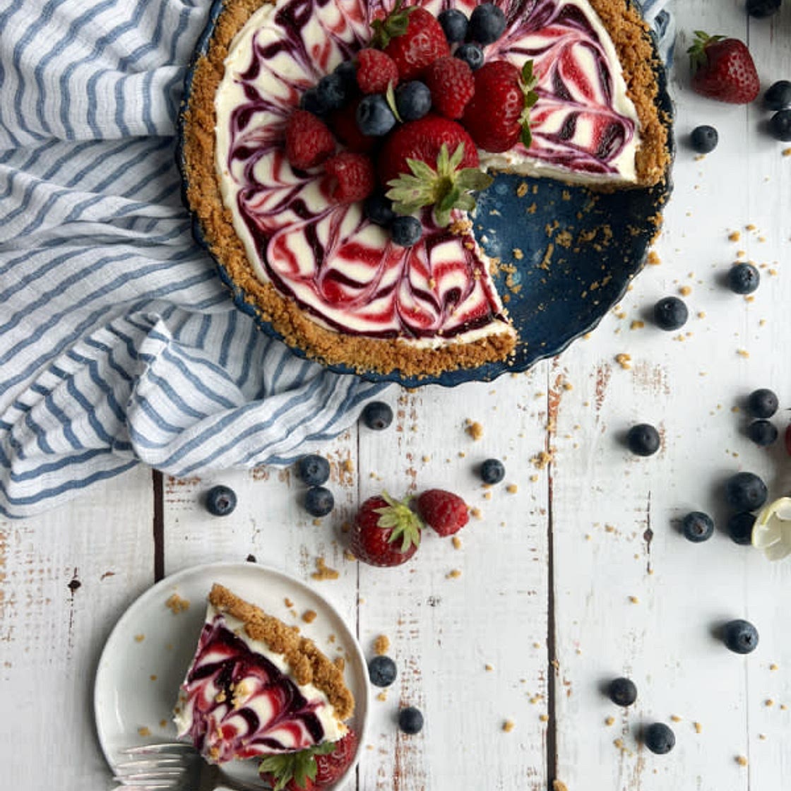 PATRIOTIC RED WHITE AND BLUE NO-BAKE CHEESECAKE