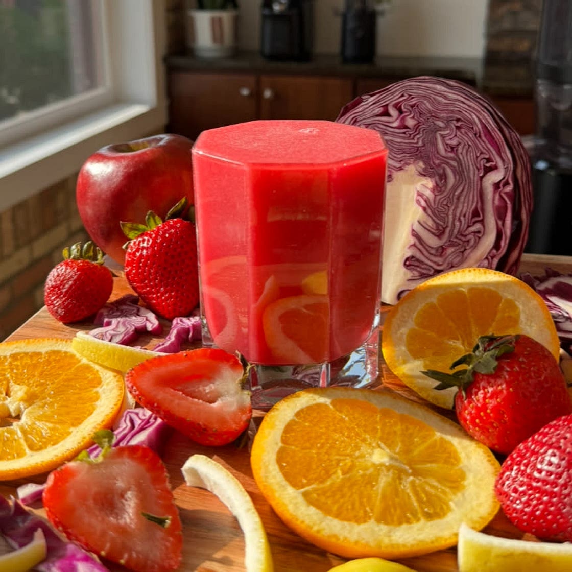 Cabbage Orange Apple Strawberry juice