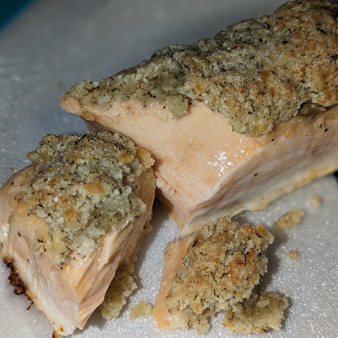 Dill Almond Parmesan Crusted Salmon