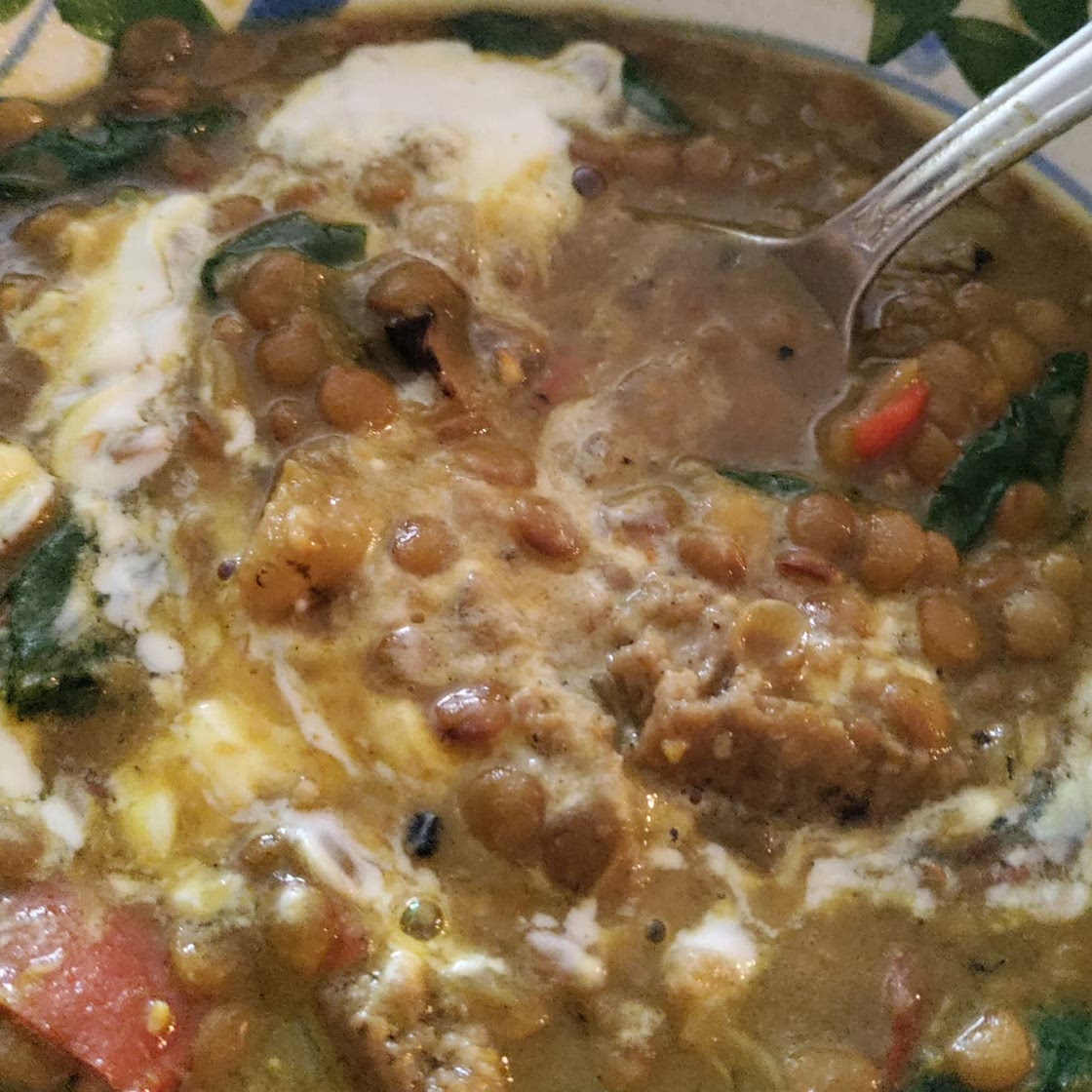 Instant Pot Golden Lentil & Spinach Soup