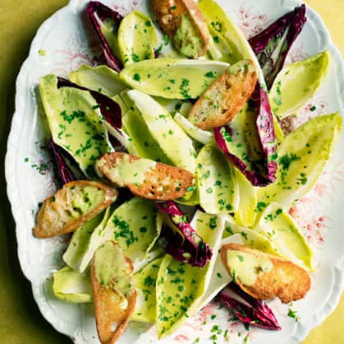 Nigel Slater's Chicory with basil and honey vinaigrette