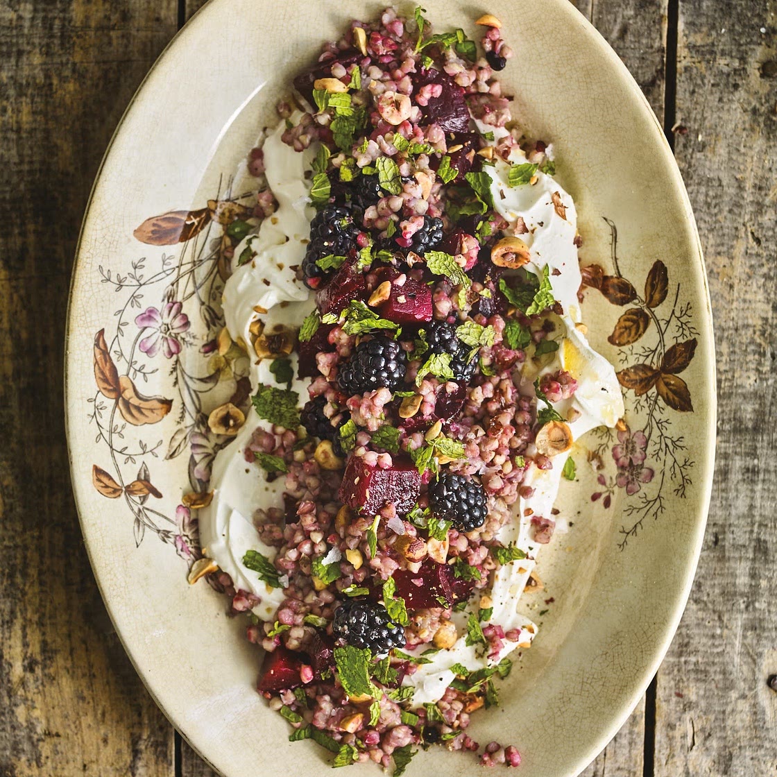 Beat, blackberry, buckwheat salad