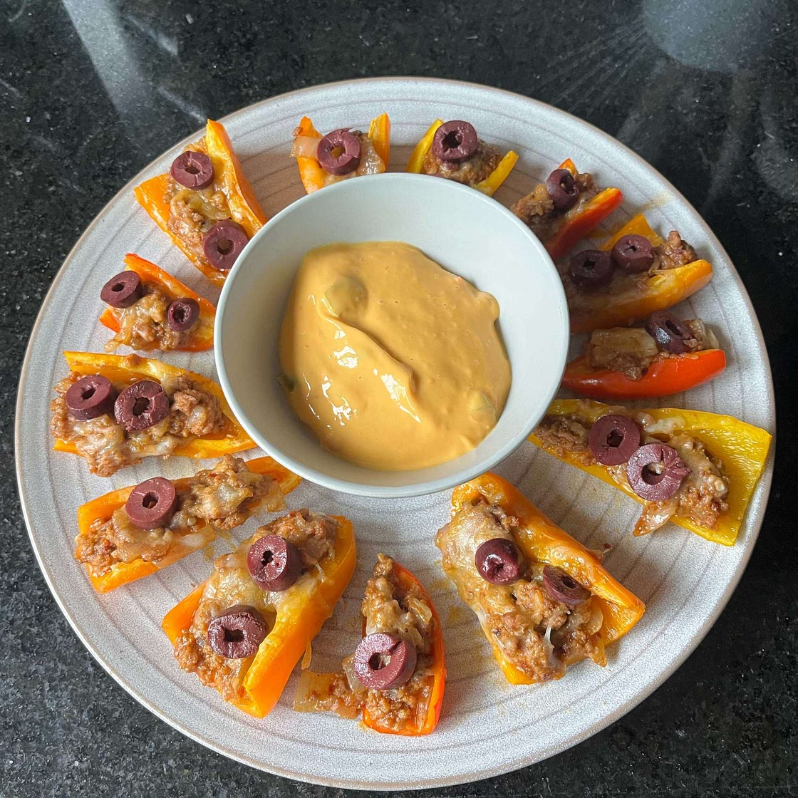 Mini Bell Pepper Loaded Turkey "Nachos"