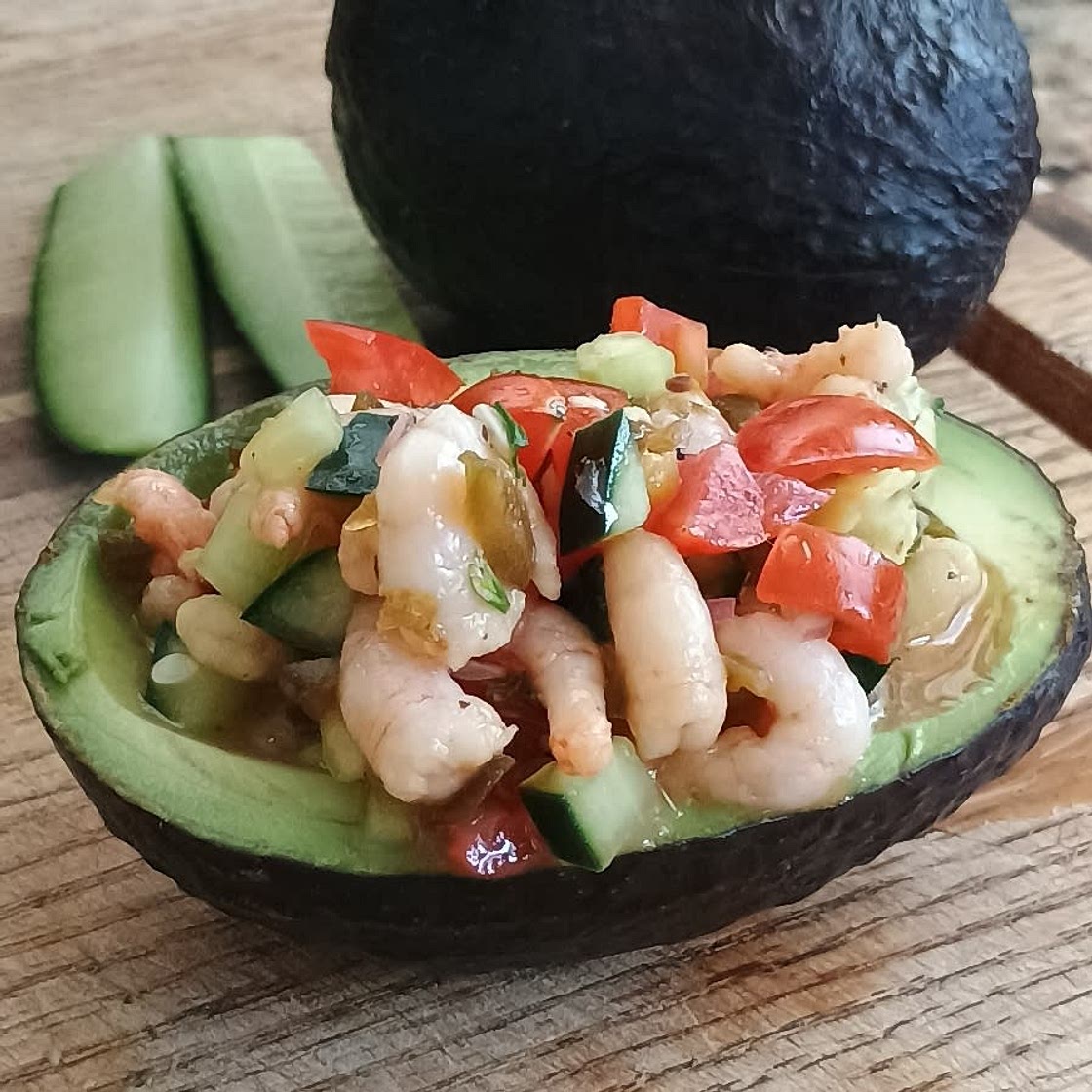 Keto Ceviche Stuffed Avocado