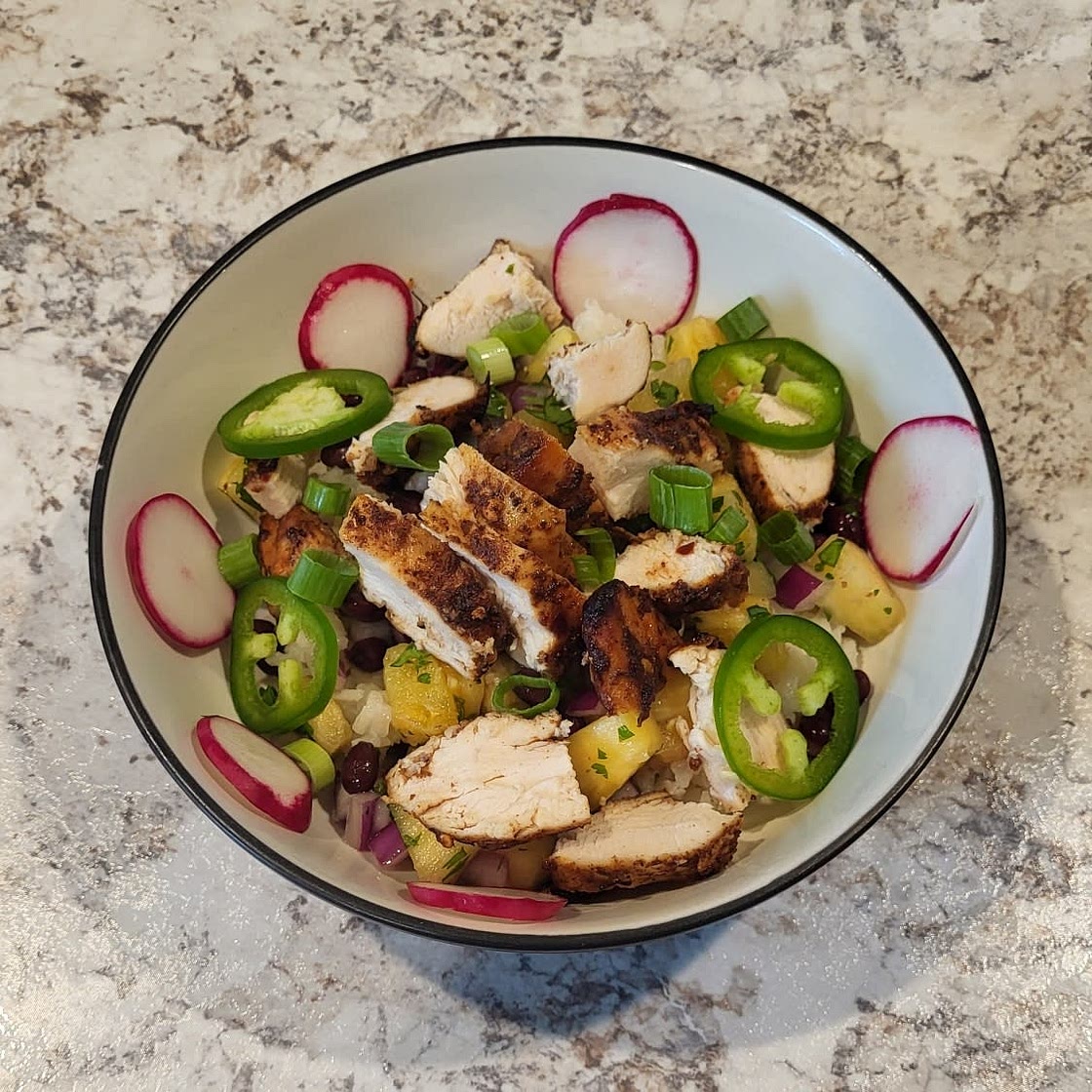 Jerk Chicken with Pineapple Black Bean Salsa