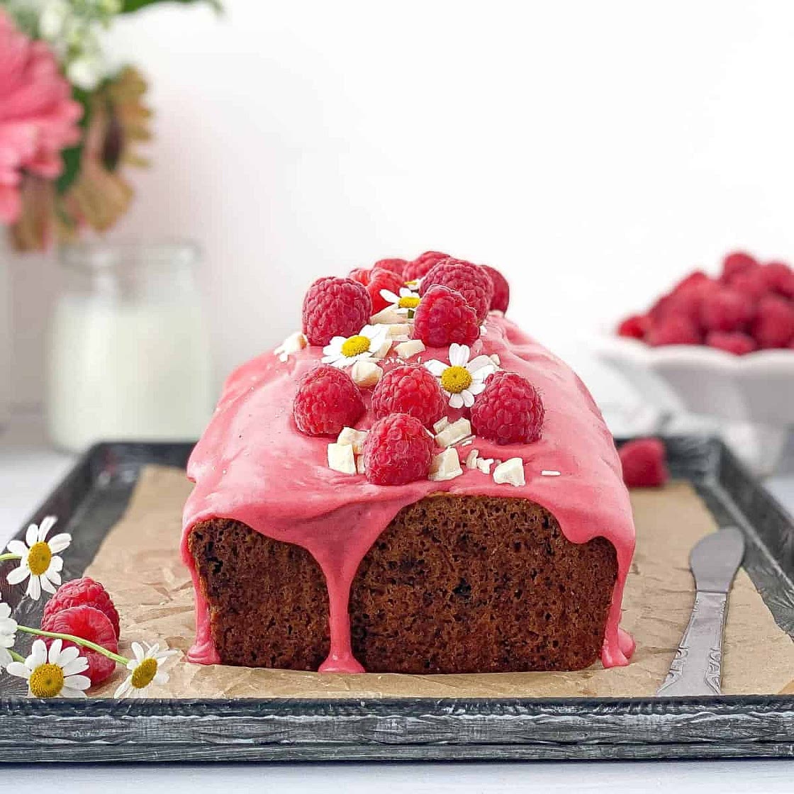 Raspberry White Chocolate Loaf Cake