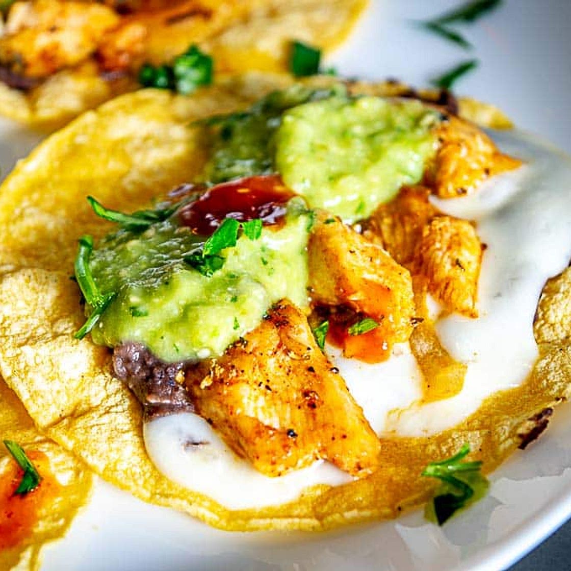 Chicken Tacos with Avocado Salsa Verde