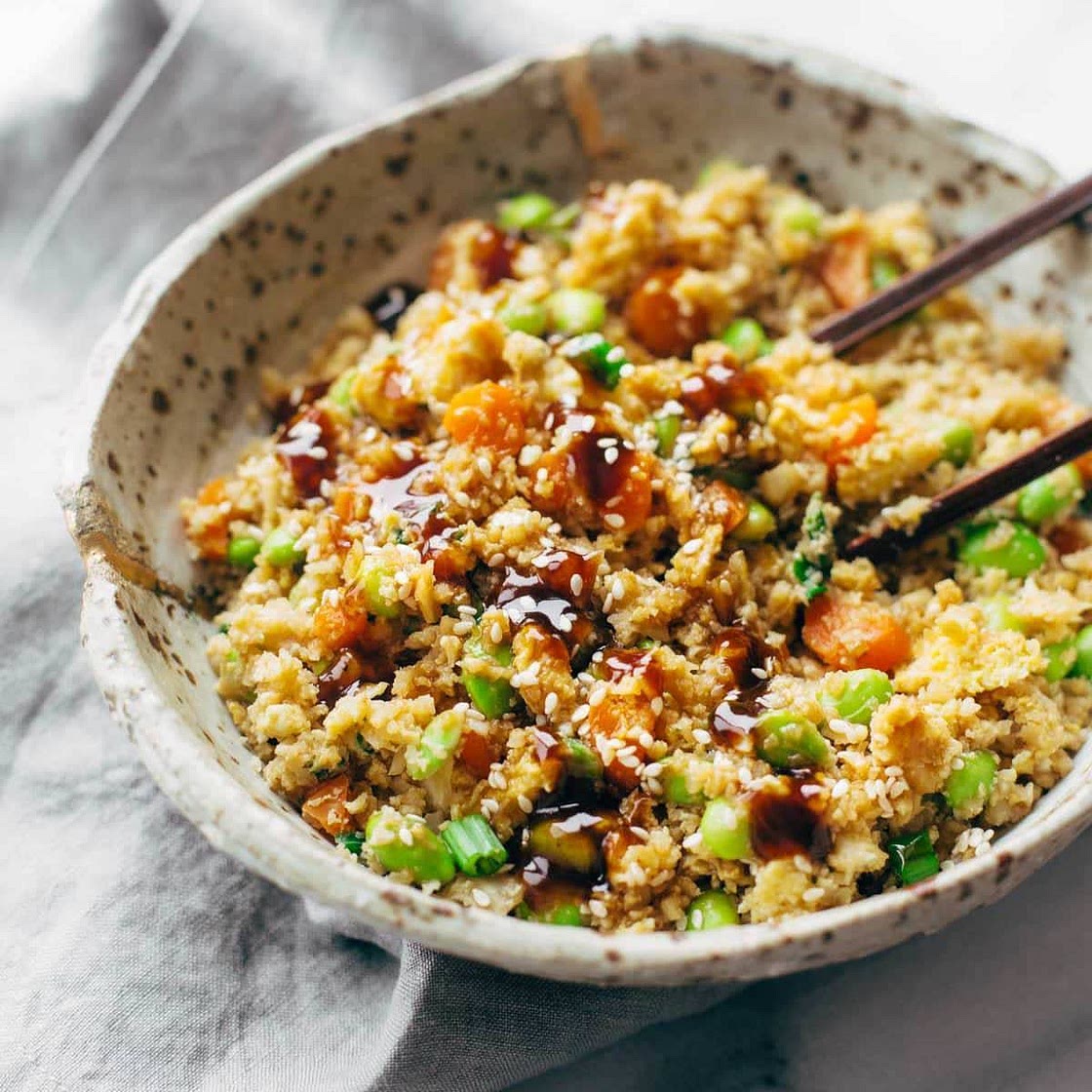 Cauliflower “Fried Rice” and Mixed Vegetables